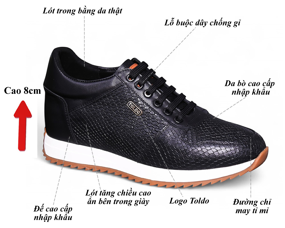 Giày cao nam 8cm da thật cao cấp 14